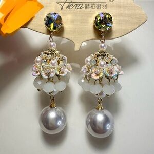 Party Floral Drop Earrings 2.5×0.9 inch
